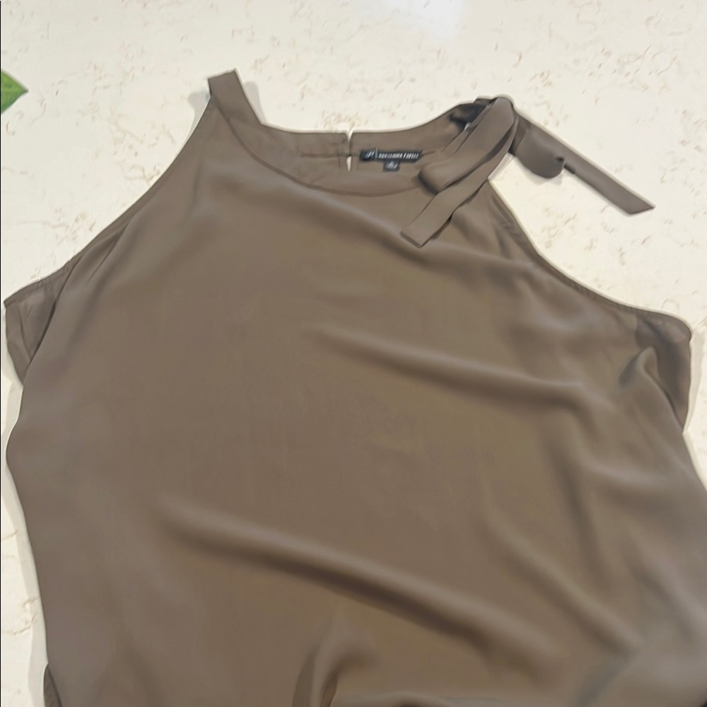Adrianna Papell Brown Tie Front Tank Top